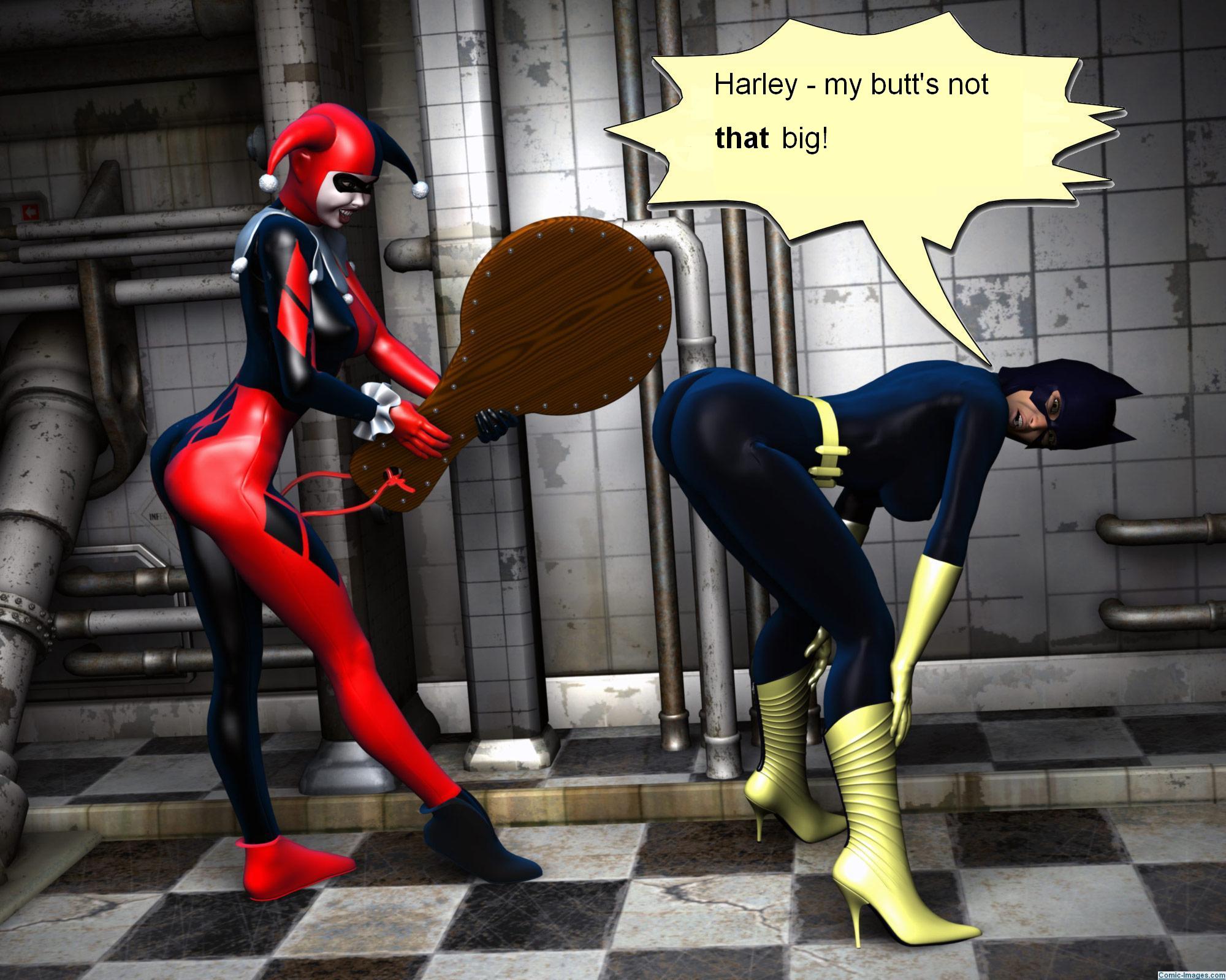 batgirl paddled by harley with web-ed's text added