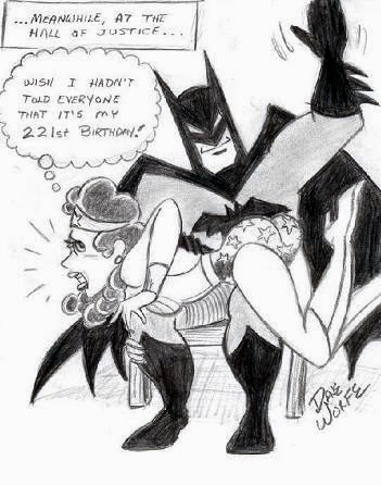 batman gives wonder woman a birthday spanking cartoon by dave wolfe