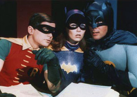 adam west as batman yvonne craig as batgirl burt ward as robin