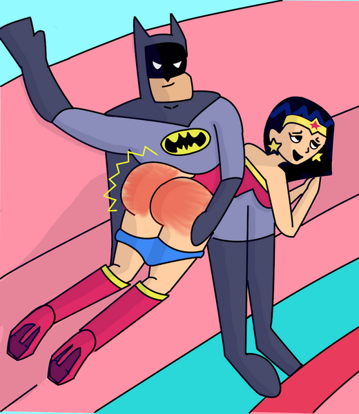 batman spanks wonder woman by double red