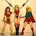 wonder girl paddled by supergirl and mary marvel