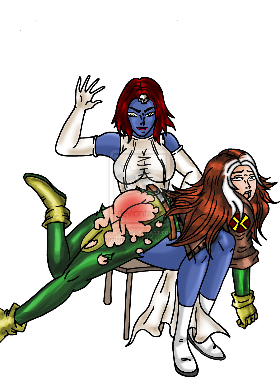 mystique spanks rogue from the x-men by archangemon