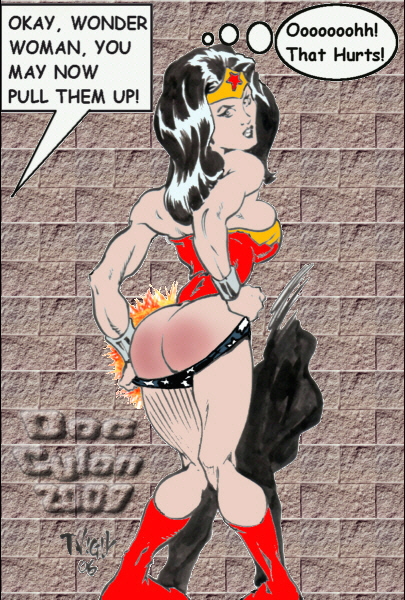 Wonder Woman shows her red bottom