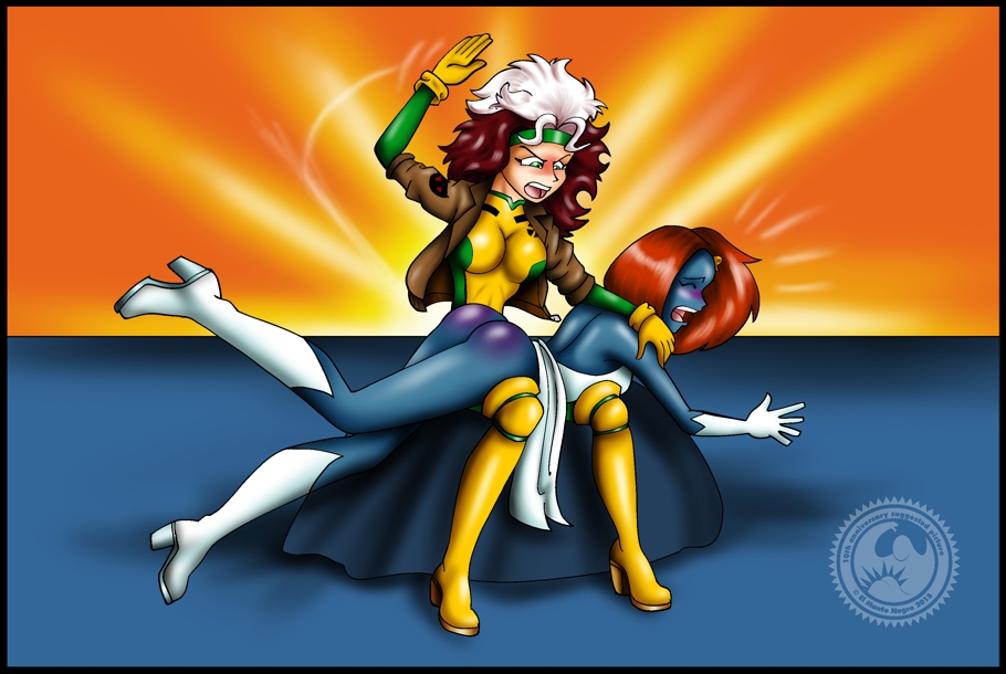 rogue from the x-men spanks mystique by archhangemon