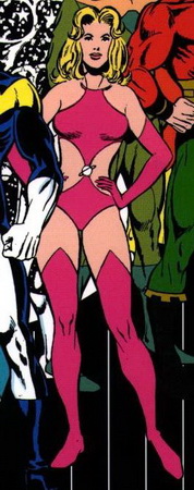 saturn girl in her 70's costume