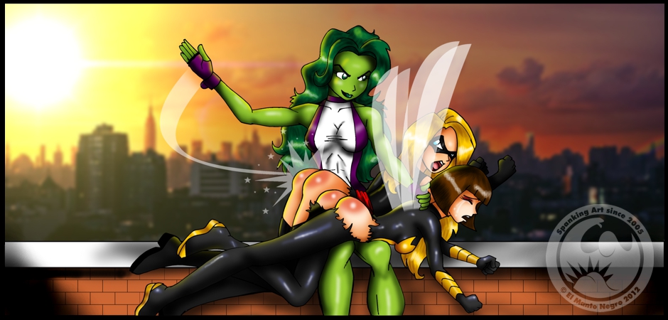 she-hulk spanks wasp & ms. marvel