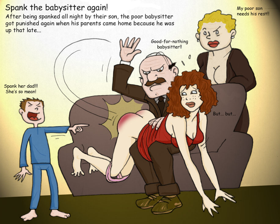 babysitter spanked by kid's father