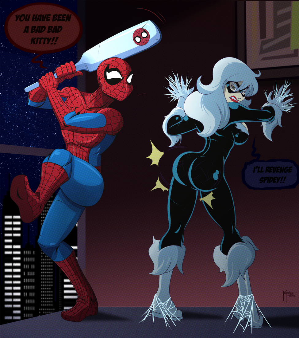 spider-man paddles the black cat