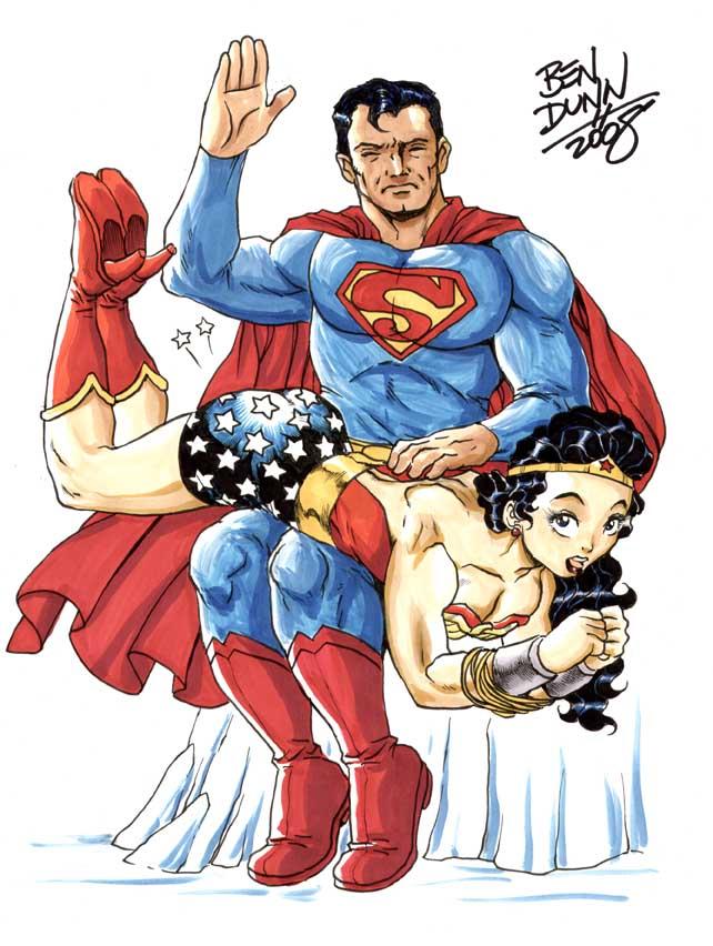 Wonder Woman spanked by Superman! 