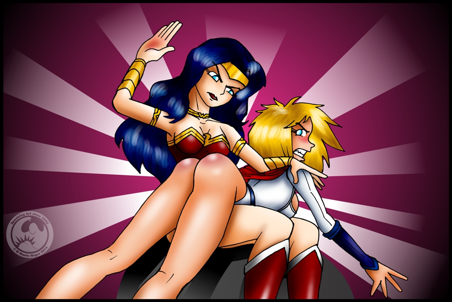 wonder woman spanks power girl by el manto negro